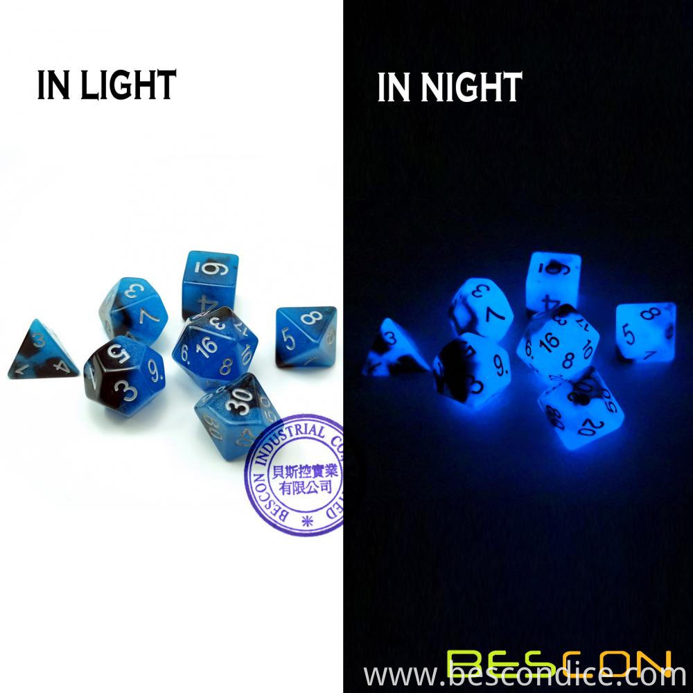 Blue Dawn Glow In The Dark Dnd Dice Set 6